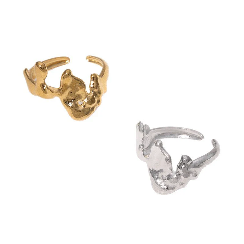 Wholesale Women's Simple Geometric Open Stainless Steel Rings With Electroplating - Image 5