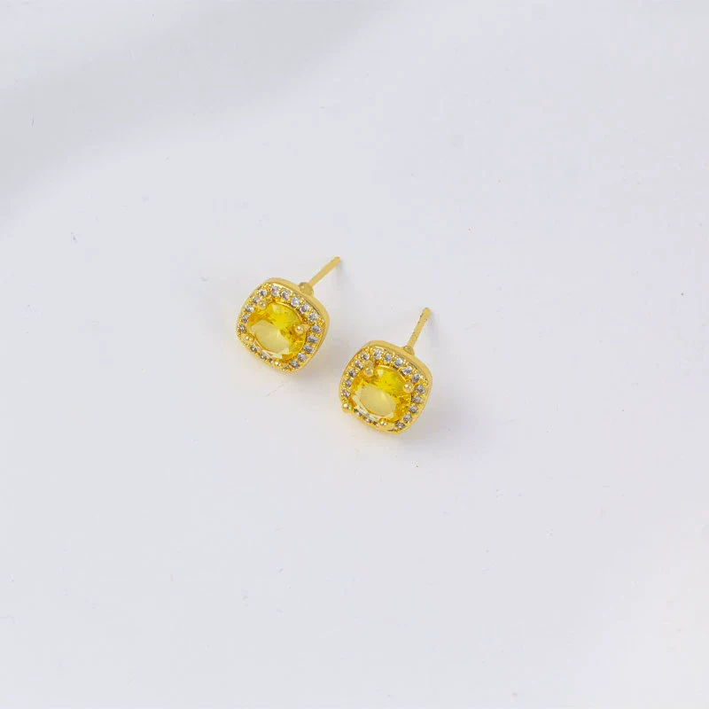 Wholesale Women's Simple Geometric Square Copper Microinlaid Electroplated Earrings - Image 10