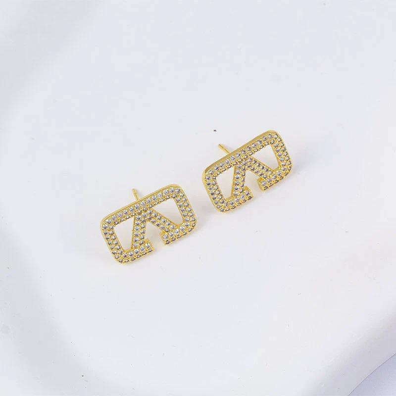 Wholesale Women's Simple Geometric Square Copper Microinlaid Electroplated Earrings - Image 16