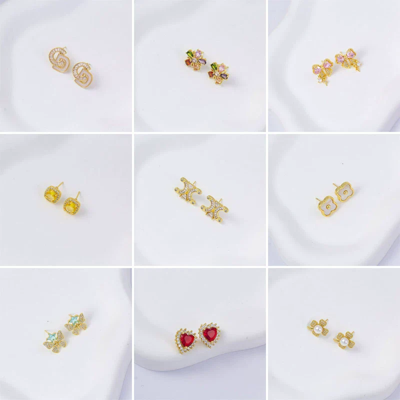 Wholesale Women's Simple Geometric Square Copper Microinlaid Electroplated Earrings - Image 2