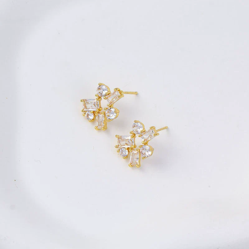 Wholesale Women's Simple Geometric Square Copper Microinlaid Electroplated Earrings - Image 22