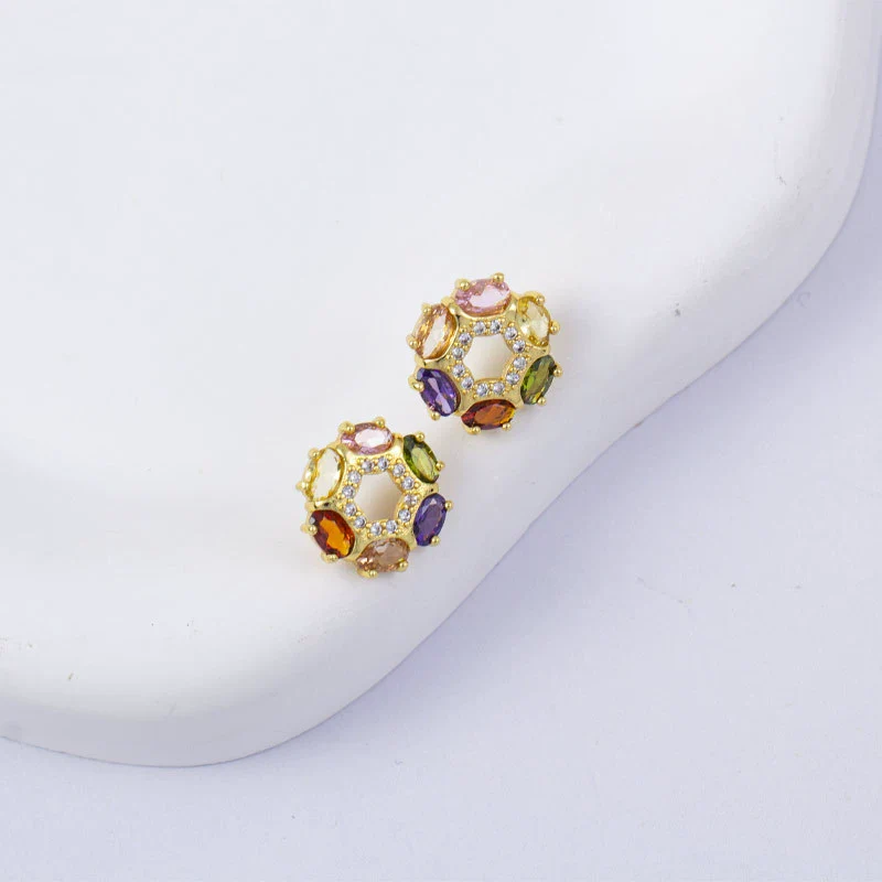 Wholesale Women's Simple Geometric Square Copper Microinlaid Electroplated Earrings - Image 27