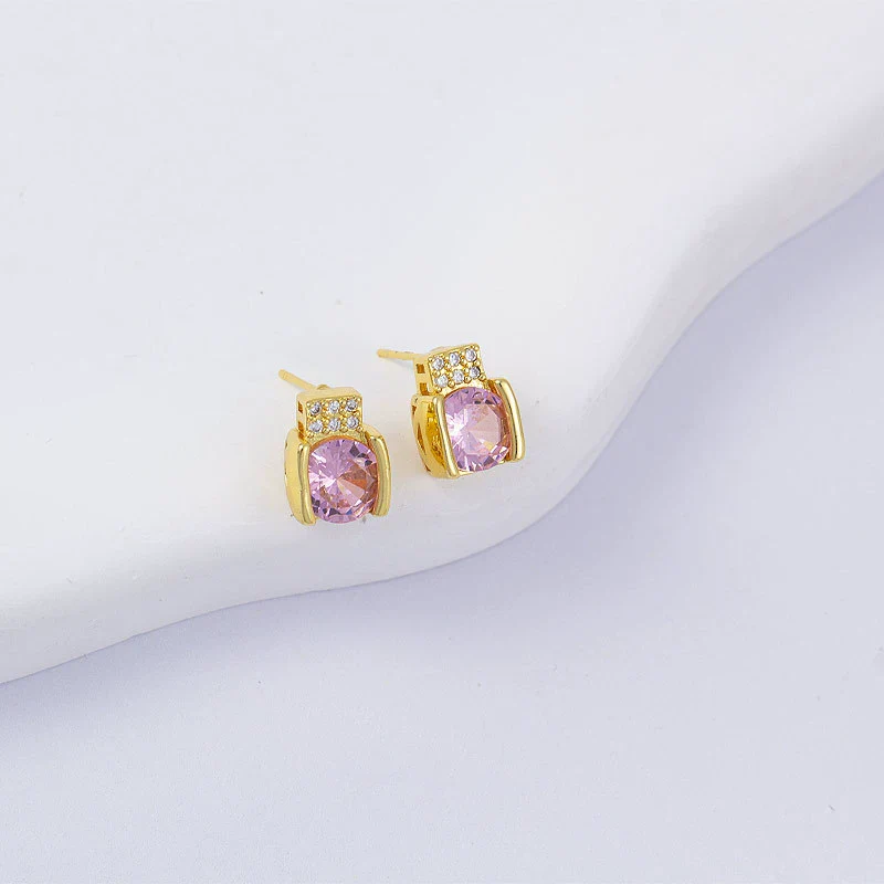 Wholesale Women's Simple Geometric Square Copper Microinlaid Electroplated Earrings - Image 31