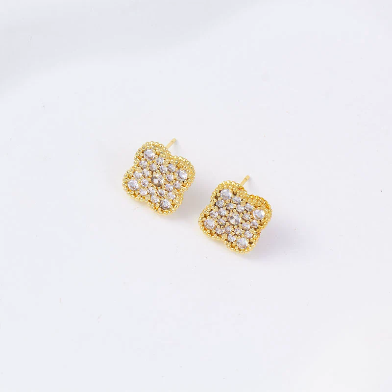 Wholesale Women's Simple Geometric Square Copper Microinlaid Electroplated Earrings - Image 33