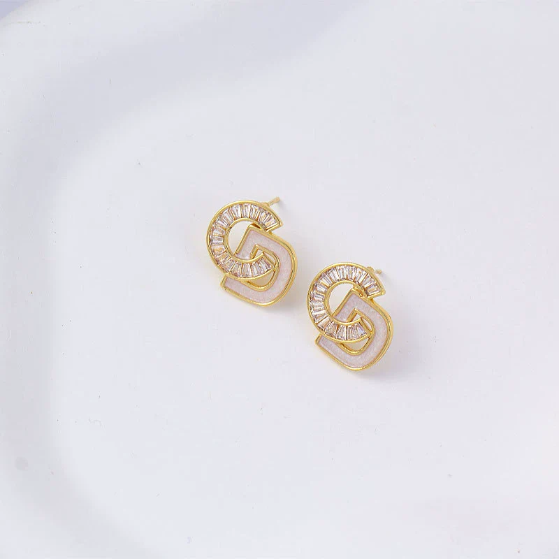 Wholesale Women's Simple Geometric Square Copper Microinlaid Electroplated Earrings - Image 34