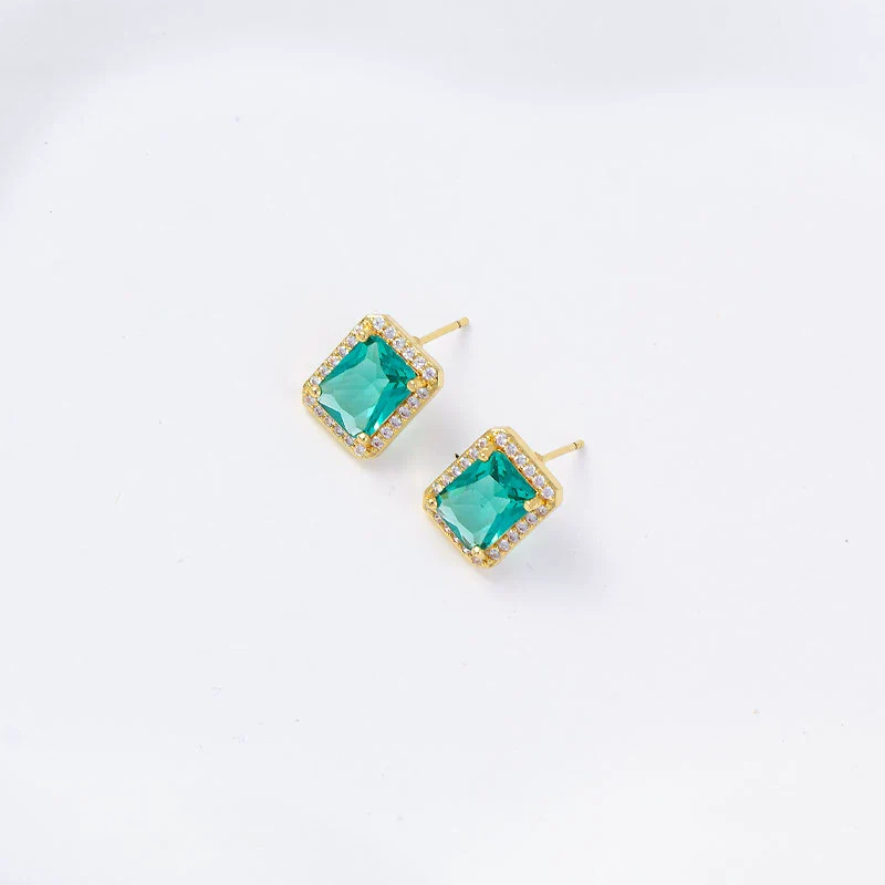 Wholesale Women's Simple Geometric Square Copper Microinlaid Electroplated Earrings - Image 35