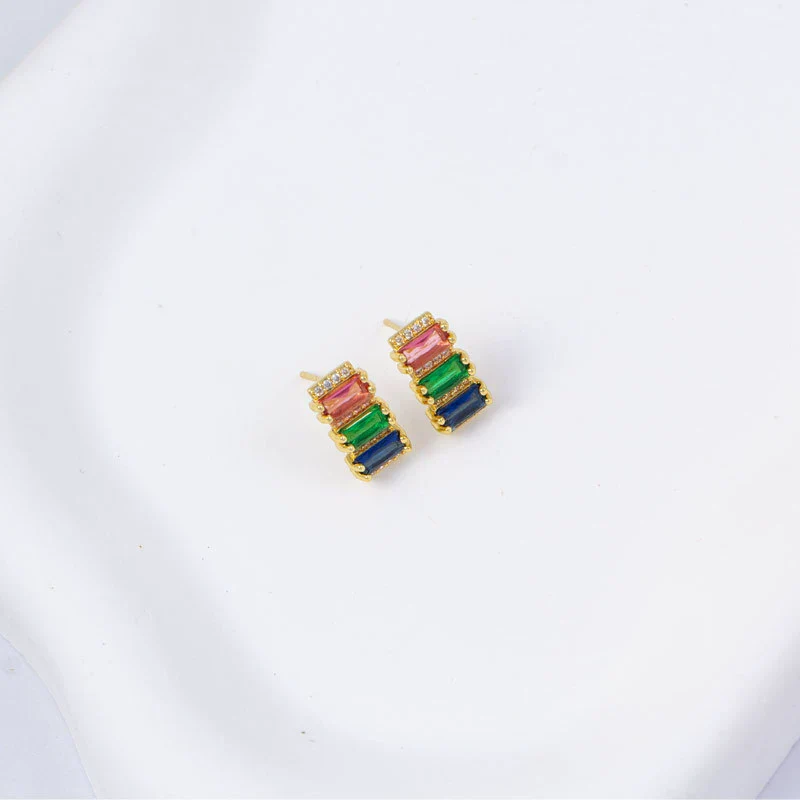 Wholesale Women's Simple Geometric Square Copper Microinlaid Electroplated Earrings - Image 38