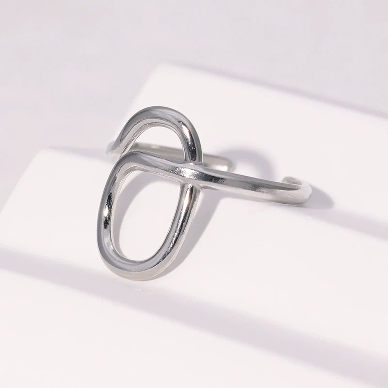Wholesale Women's Simple Geometric Stainless Steel Electroplated Open Ring Hand Jewelry - Image 3