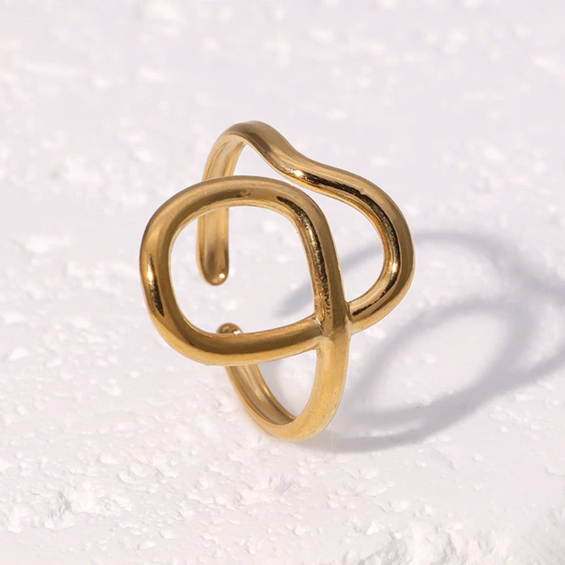Wholesale Women's Simple Geometric Stainless Steel Electroplated Open Ring Hand Jewelry - Image 4