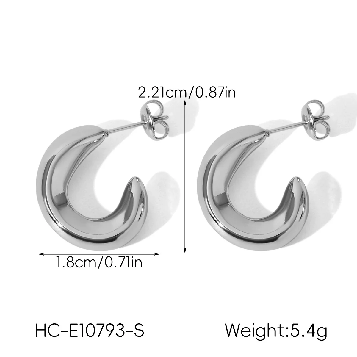 Wholesale Women's Simple Glossy Heartshaped Geometric Stainless Steel Polished Earrings - Image 11