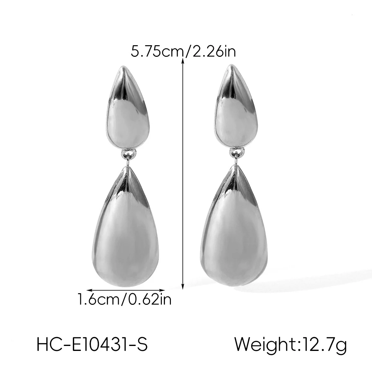 Wholesale Women's Simple Glossy Heartshaped Geometric Stainless Steel Polished Earrings - Image 8