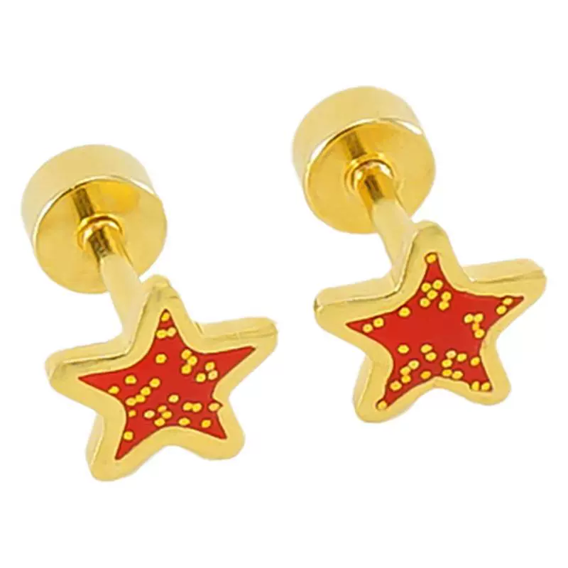 Wholesale Women's Simple Star 316L Stainless Steel Electroplated Earrings - Image 4