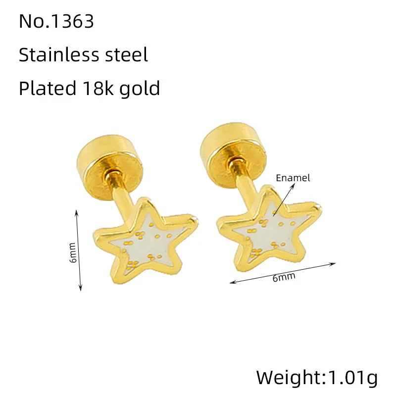 Wholesale Women's Simple Star 316L Stainless Steel Electroplated Earrings - Image 5