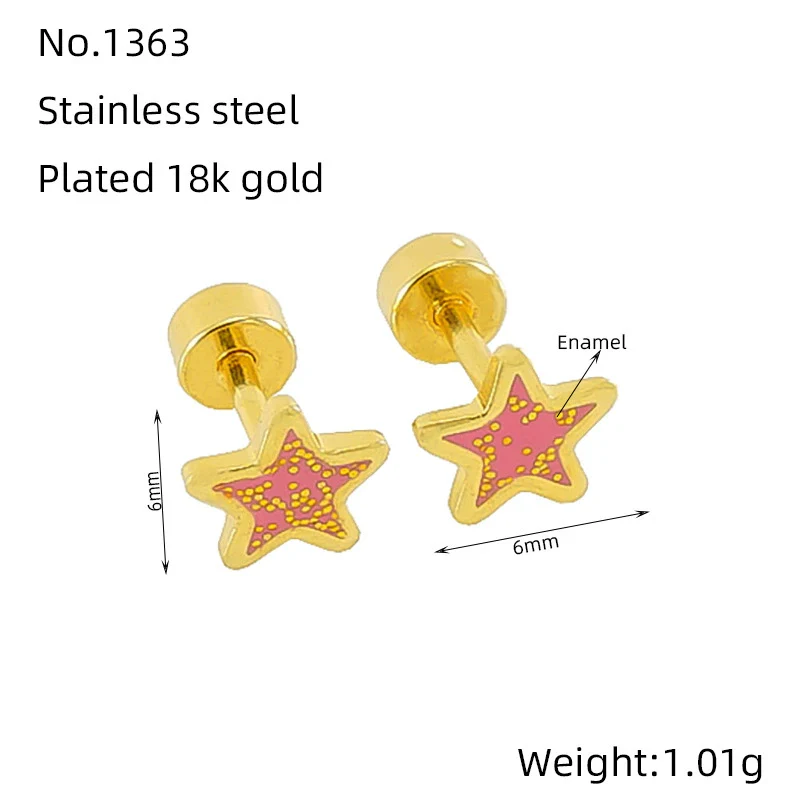 Wholesale Women's Simple Star 316L Stainless Steel Electroplated Earrings - Image 6