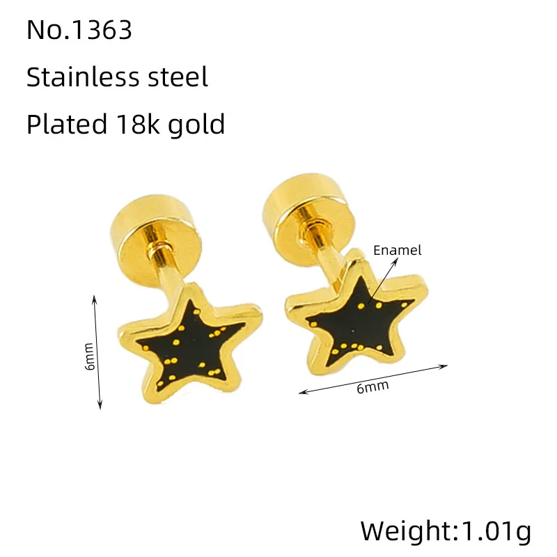 Wholesale Women's Simple Star 316L Stainless Steel Electroplated Earrings - Image 7