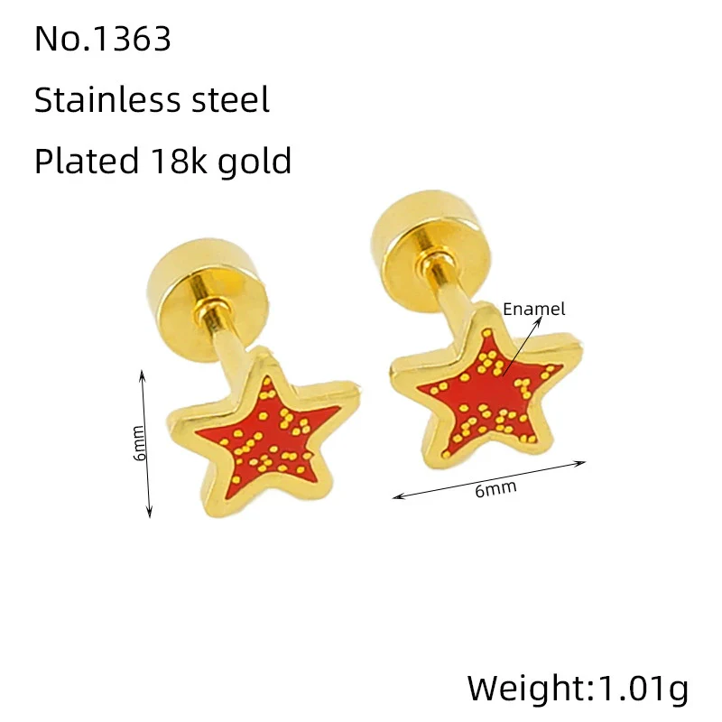 Wholesale Women's Simple Star 316L Stainless Steel Electroplated Earrings - Image 8