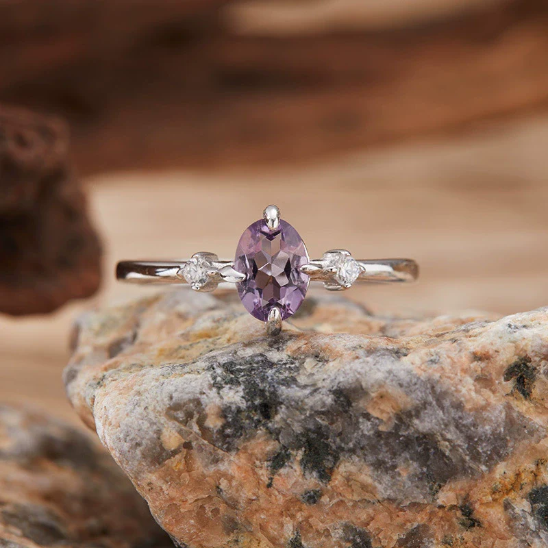 Wholesale Women's Simple Versatile S925 Sterling Silver Geometric Gemstone Ring Set With Natural Topaz Garnet Diopside Peridot - Image 6