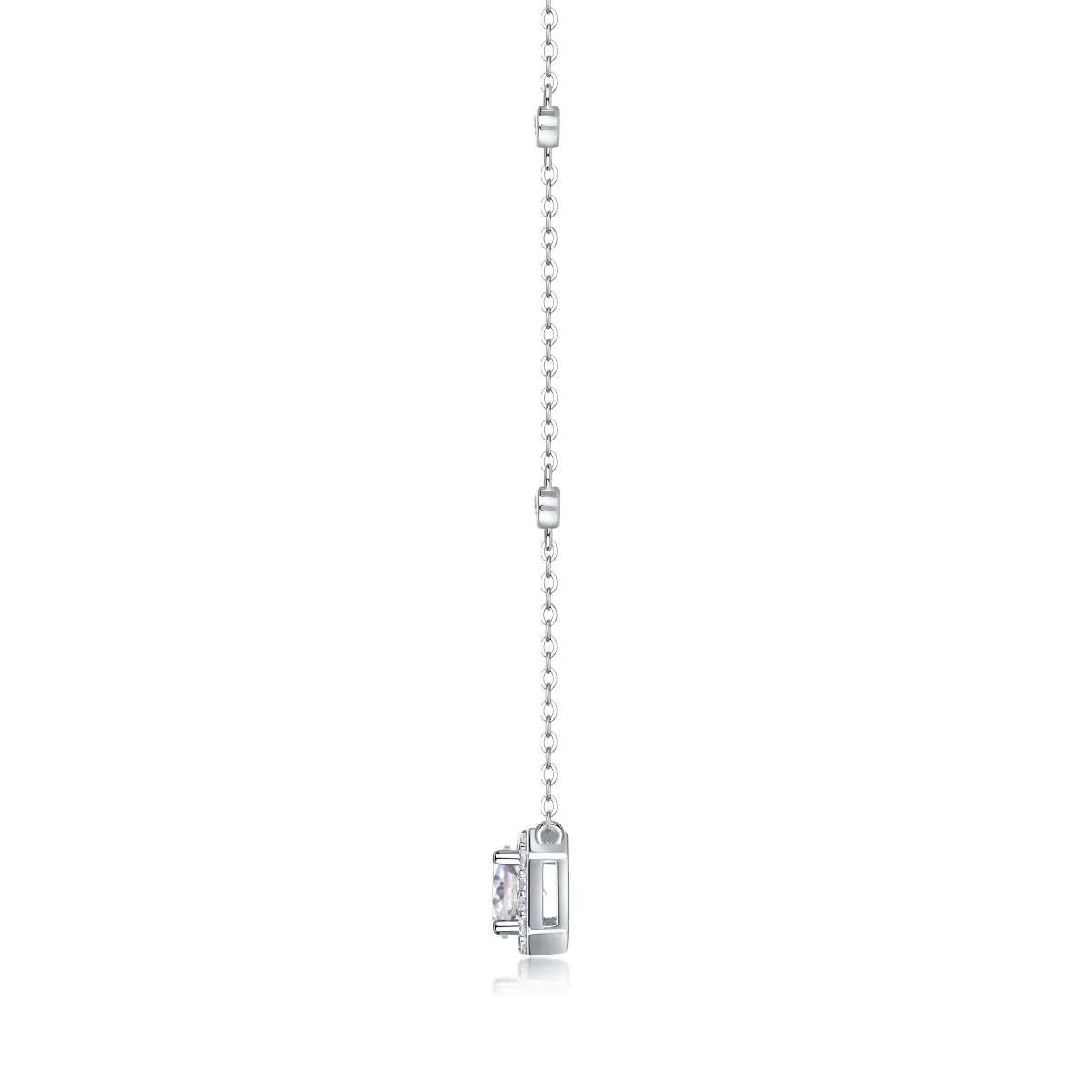 Wholesale Women's Square Moissanite Clavicle Chain Necklace Silver 925 Silver Geometric Set With Diamonds - Image 3