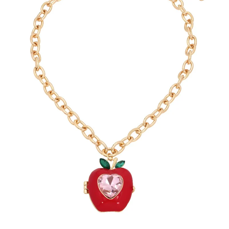 Wholesale Women's Stacking Style Apple Heart Shape Copper Electroplated Pendant Necklace With Regular Chain - Image 5