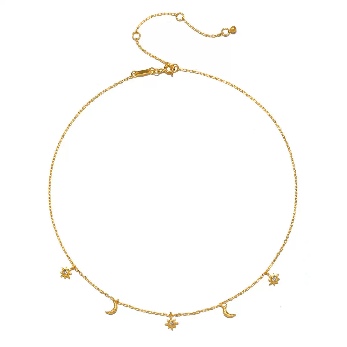 Wholesale Women's Stacking Style Sun Moon Zircon Stainless Steel Pendant Necklace With Dripping Oil And Electroplated 18K Gold Color Retention - Image 11