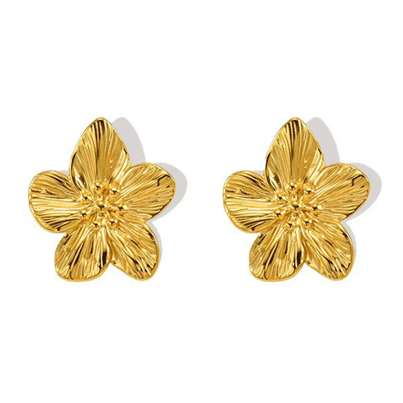 Wholesale Women's 316L Stainless Steel 18K Electroplated Petal Flower Earrings - Image 5