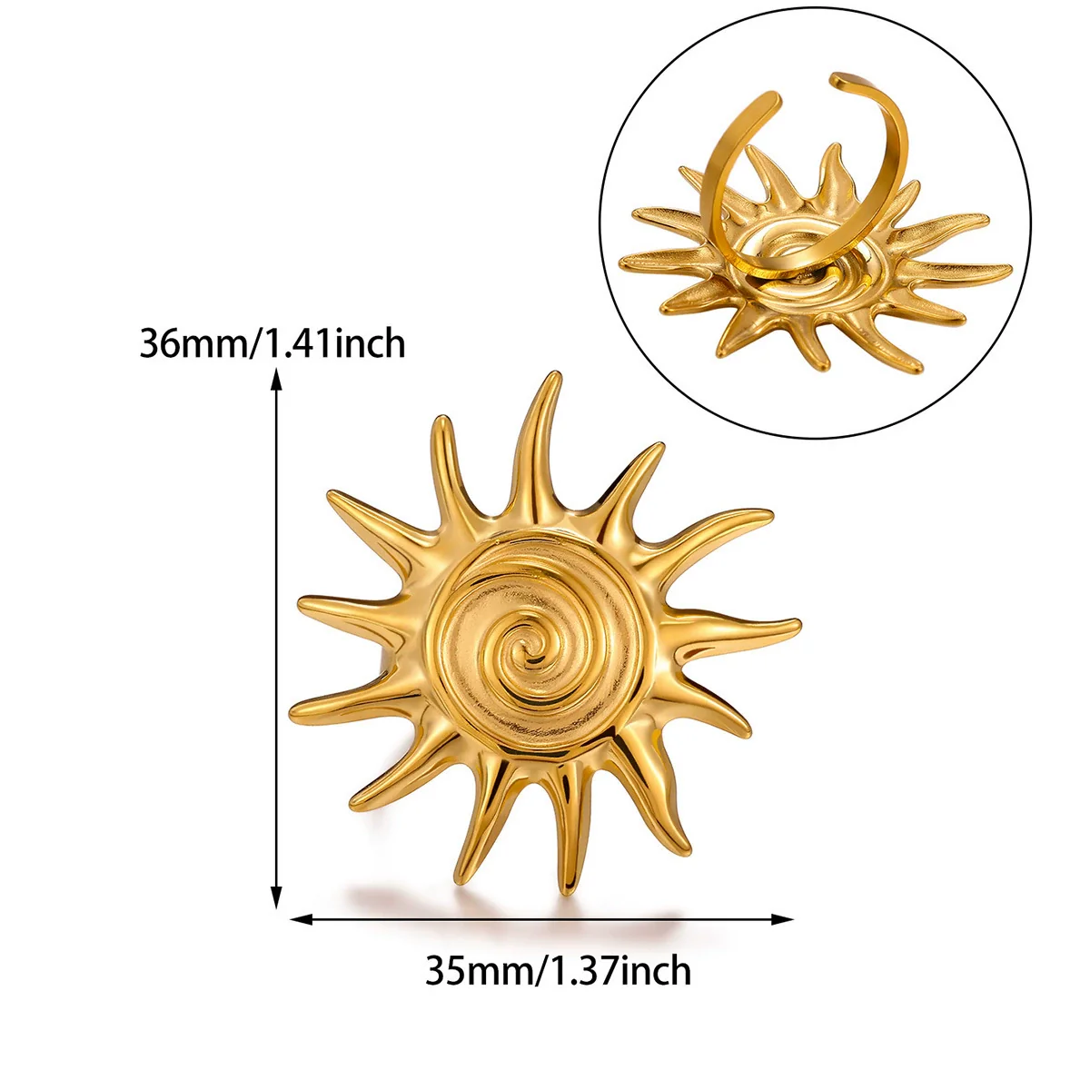 Wholesale Women's Stainless Steel 18K Goldinlaid Fruitshaped Open Ring Light Luxury Geometric Accessories - Image 5