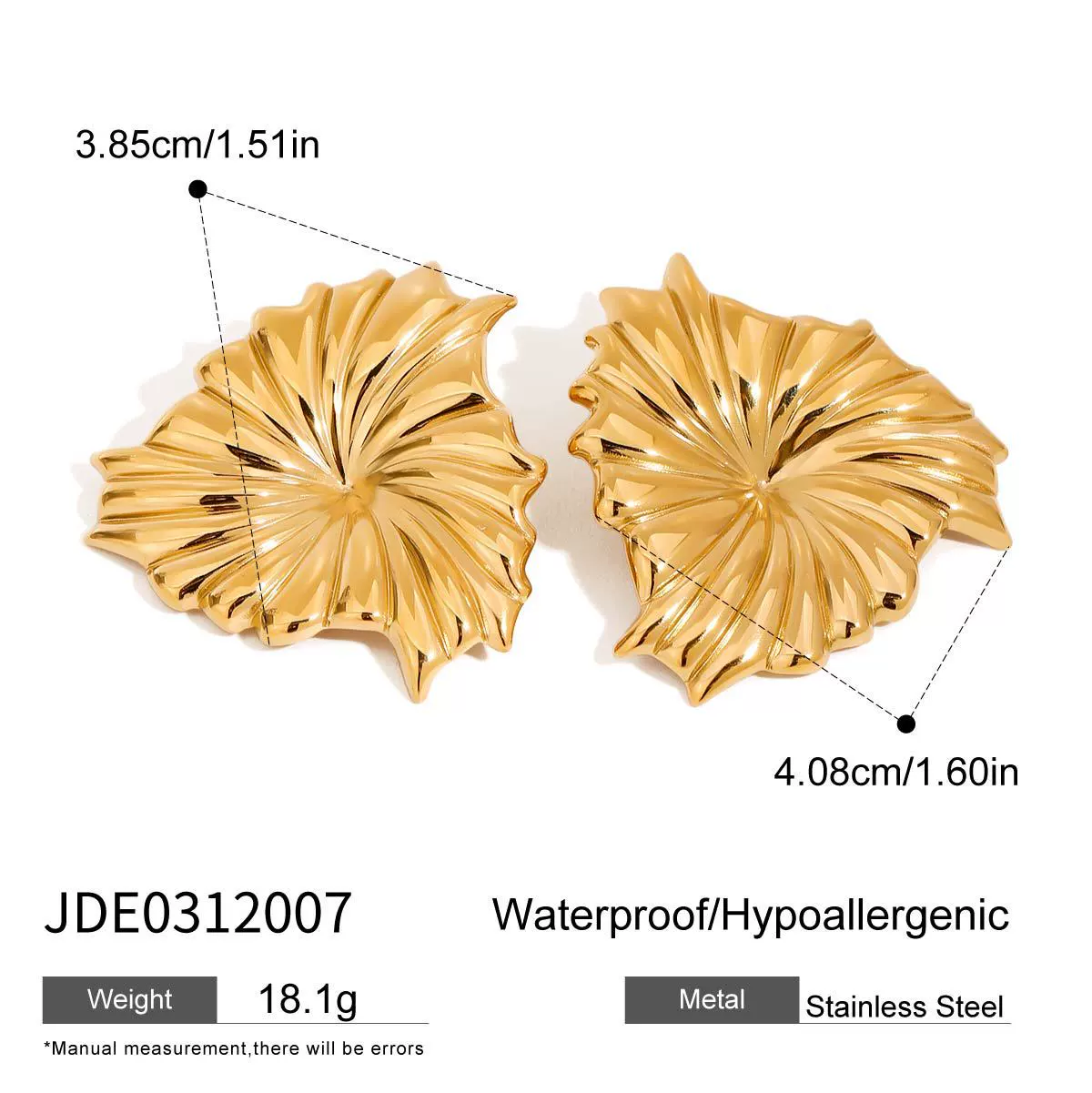 Wholesale Women's Stainless Steel And Titanium Steel Geometric Vacuum Real Gold Plated Earrings - Image 13