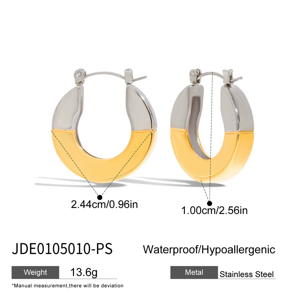 Wholesale Women's Stainless Steel And Titanium Steel Geometric Vacuum Real Gold Plated Earrings - Image 15