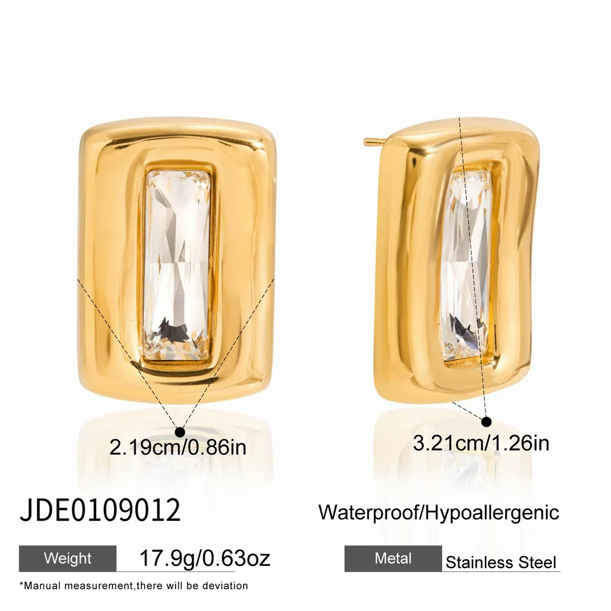 Wholesale Women's Stainless Steel And Titanium Steel Geometric Vacuum Real Gold Plated Earrings - Image 6