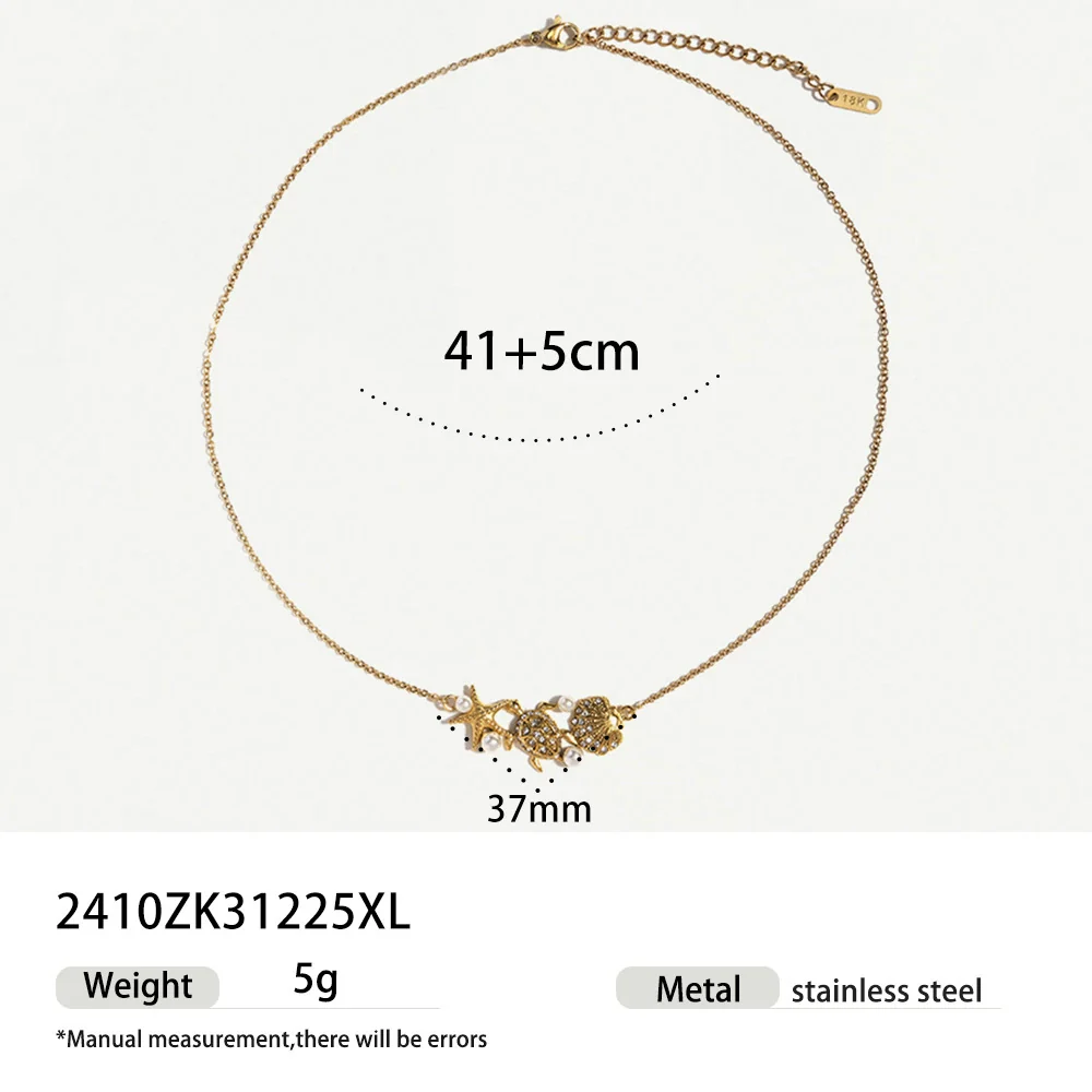 Wholesale Women's Stainless Steel And Titanium Steel Jewelry Set Electroplated Sweater Chain And Pendant Minimalist Ins Style - Image 5