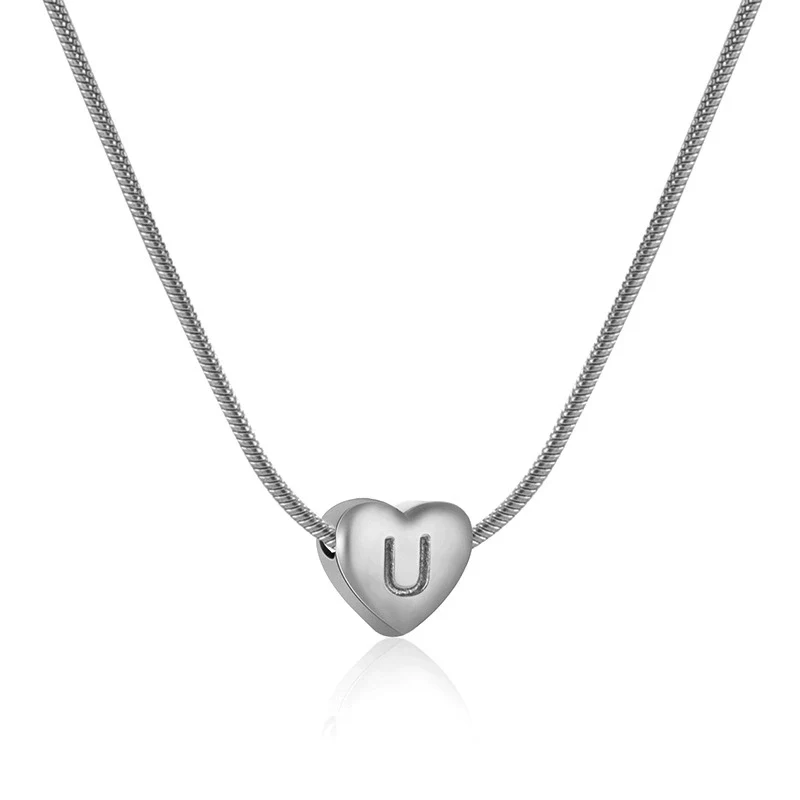 Wholesale Women's 316L Stainless Steel And 316L Stainless Steel Love Necklace With Letter Pendant And Snake Bone Chain Electroplated Fashion Minimalist Style - Image 25