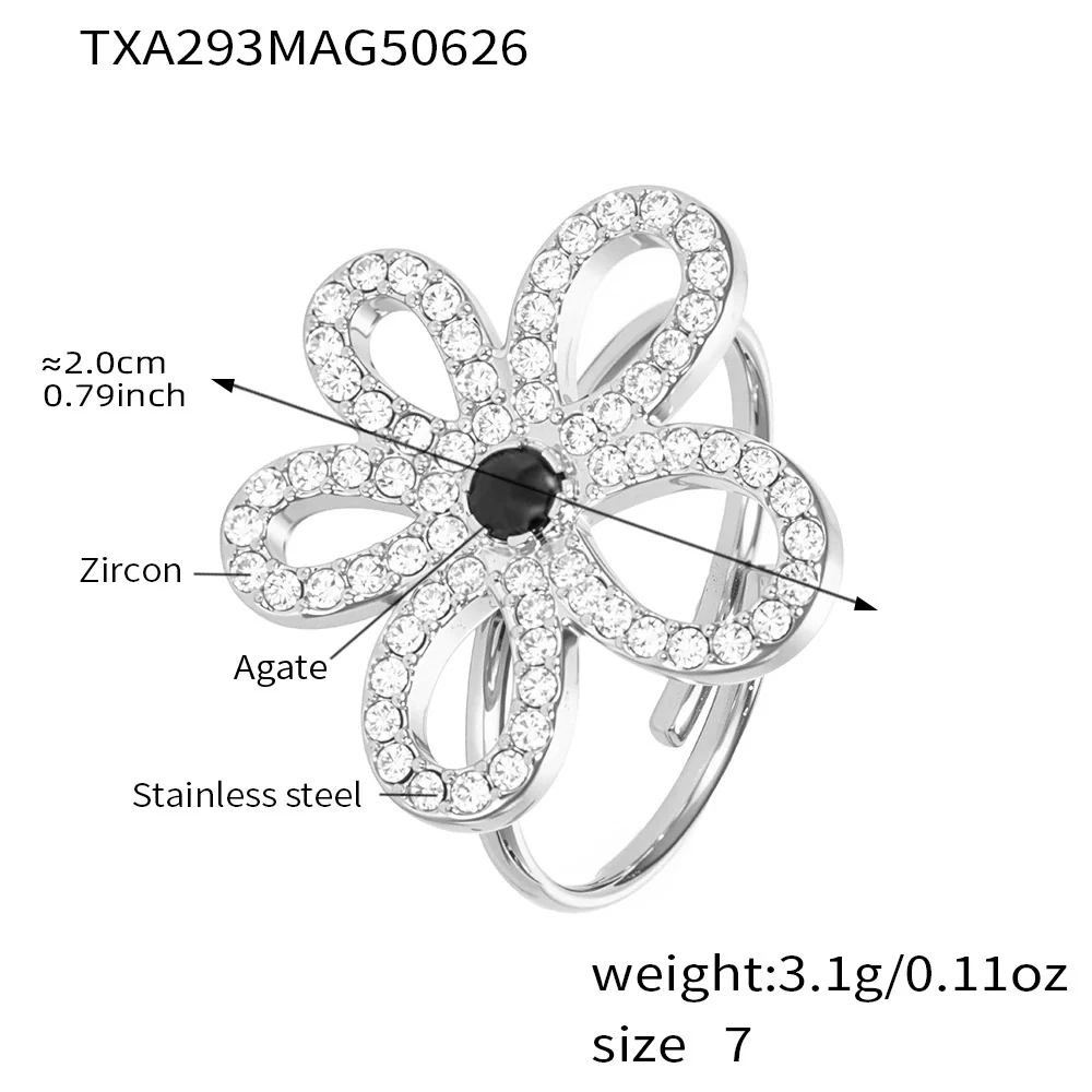 Wholesale Women's Stainless Steel And Titanium Steel Multipendant Necklace Earrings Bracelet Set 18K Gold Plated Ferris Wheel Flower Jewelry - Image 13