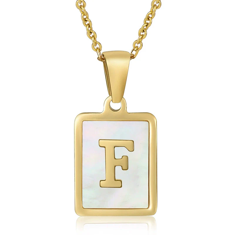 Wholesale Women's 316L Stainless Steel And 316L Stainless Steel Necklace With Natural Shells Letters Numbers Text Pattern 18K Gold Plated Vacuum Electroplating In Furnace Cross Chain Style - Image 10
