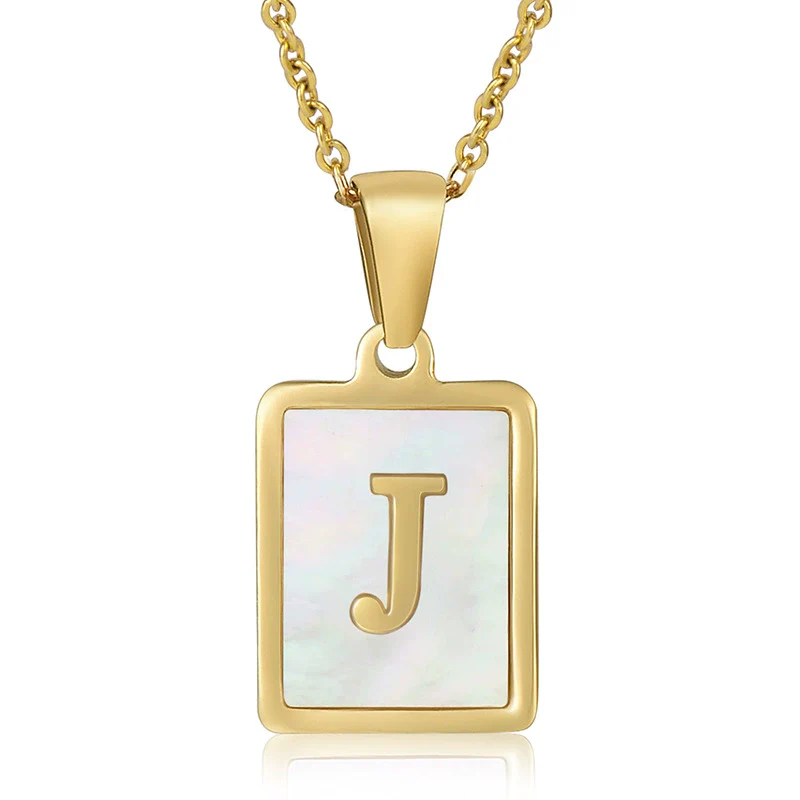 Wholesale Women's 316L Stainless Steel And 316L Stainless Steel Necklace With Natural Shells Letters Numbers Text Pattern 18K Gold Plated Vacuum Electroplating In Furnace Cross Chain Style - Image 14