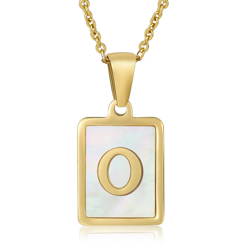 Wholesale Women's 316L Stainless Steel And 316L Stainless Steel Necklace With Natural Shells Letters Numbers Text Pattern 18K Gold Plated Vacuum Electroplating In Furnace Cross Chain Style - Image 19