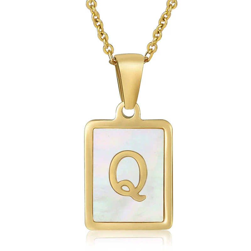 Wholesale Women's 316L Stainless Steel And 316L Stainless Steel Necklace With Natural Shells Letters Numbers Text Pattern 18K Gold Plated Vacuum Electroplating In Furnace Cross Chain Style - Image 21