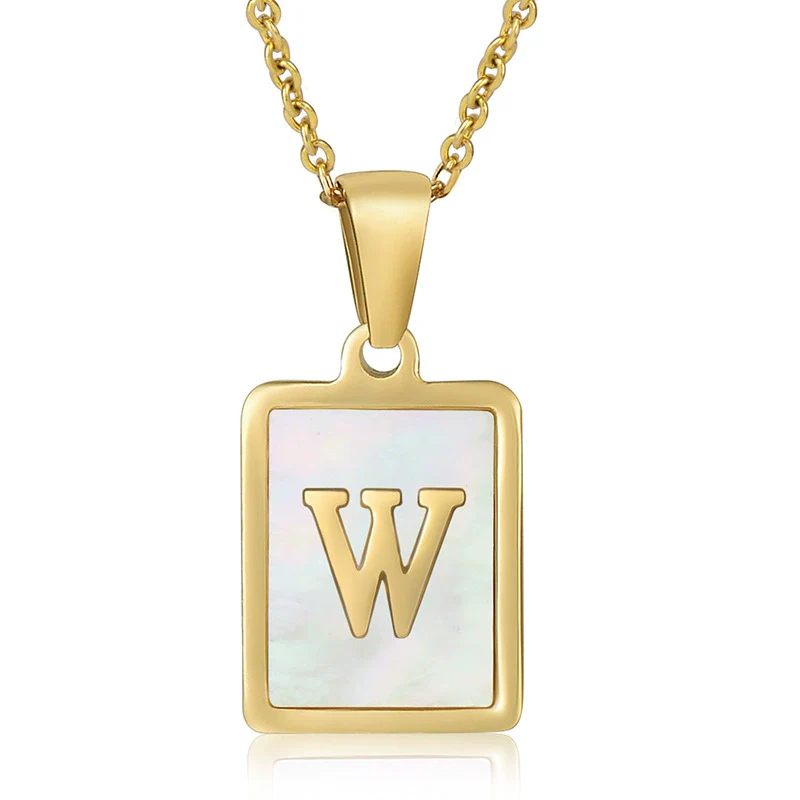 Wholesale Women's 316L Stainless Steel And 316L Stainless Steel Necklace With Natural Shells Letters Numbers Text Pattern 18K Gold Plated Vacuum Electroplating In Furnace Cross Chain Style - Image 27