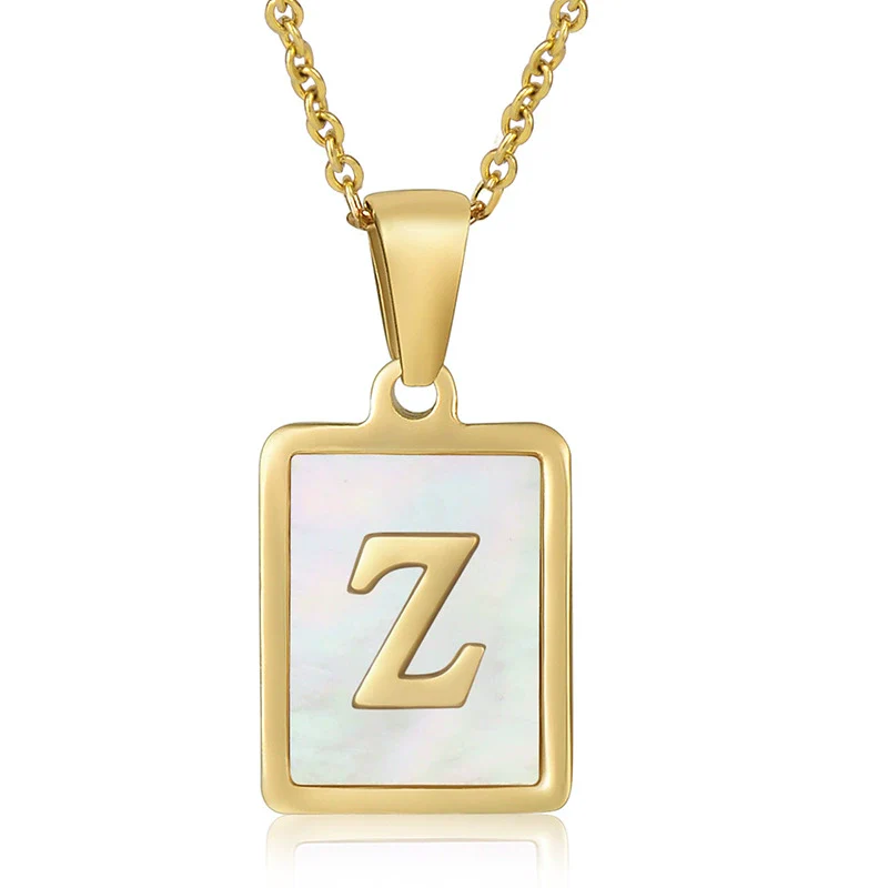Wholesale Women's 316L Stainless Steel And 316L Stainless Steel Necklace With Natural Shells Letters Numbers Text Pattern 18K Gold Plated Vacuum Electroplating In Furnace Cross Chain Style - Image 30