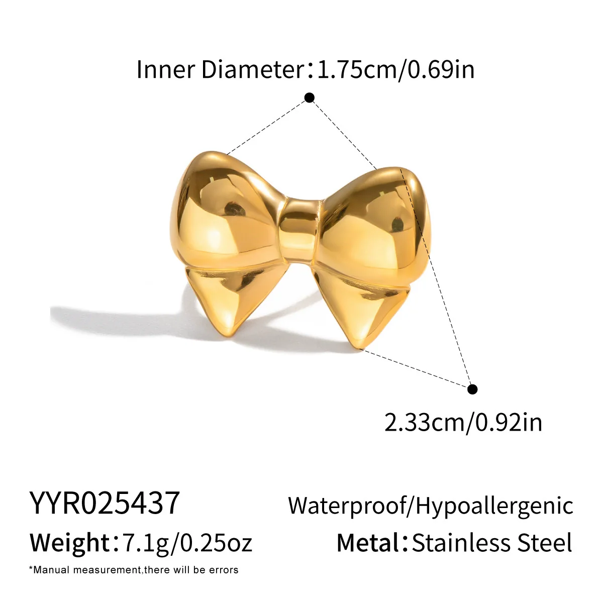 Wholesale Women's Stainless Steel Bow Tie Ring With Pvd Furnace Vacuum Real Gold Plating In Creamy Sweet Girl Style - Image 6