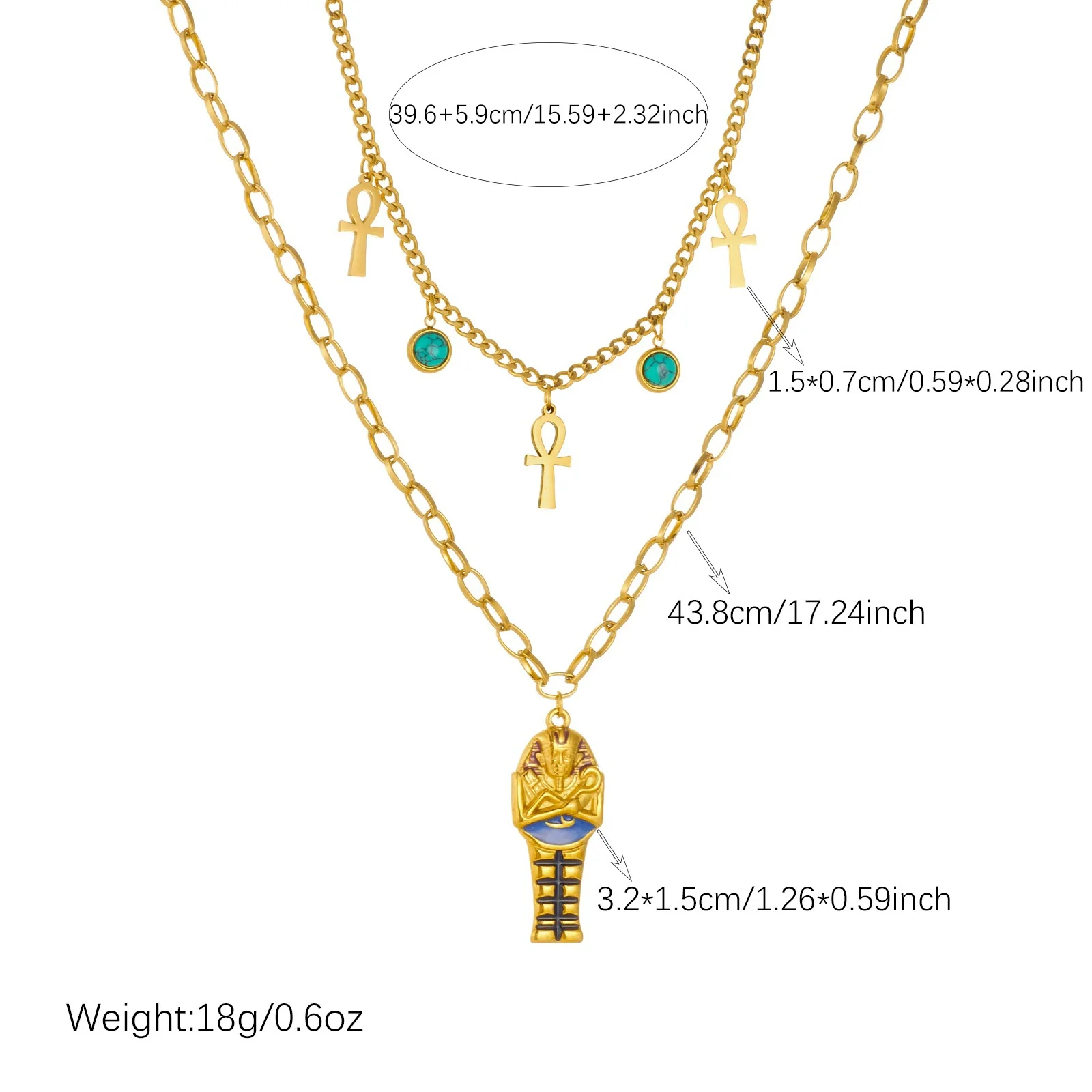 Wholesale Women's Stainless Steel Cross Crown Roman Numerals Pattern Gold Electroplated Retro Earrings And Necklaces Set - Image 5