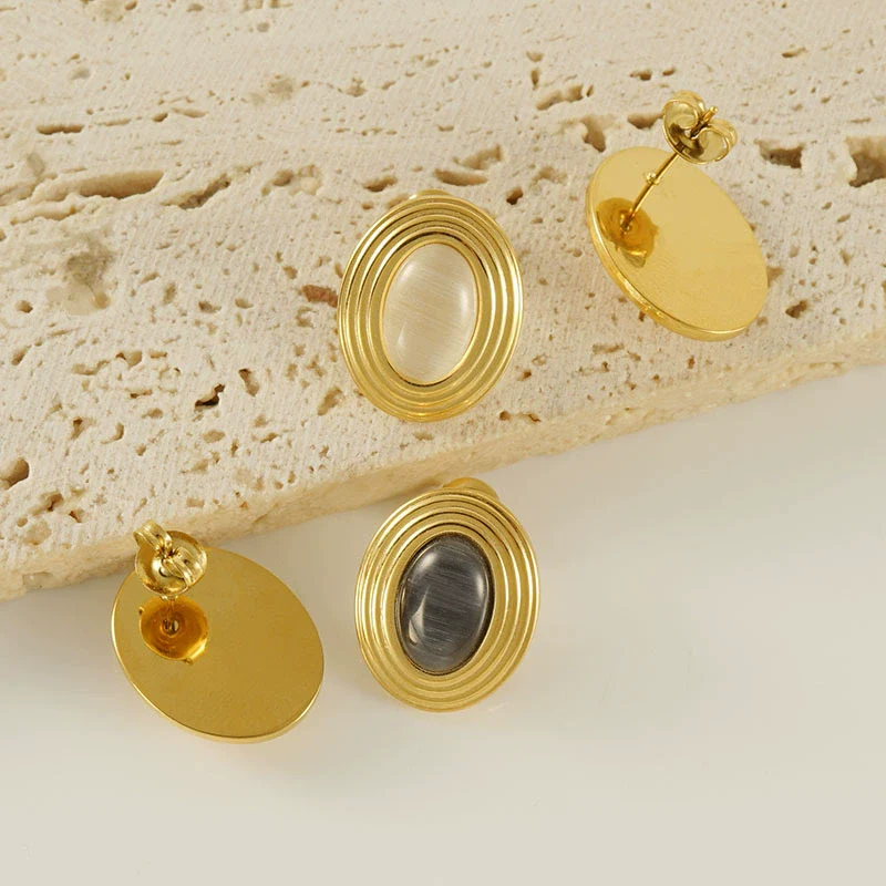 Wholesale Women's 316L Stainless Steel Earrings With Geometric Design And Electroplating Treatment - Image 4