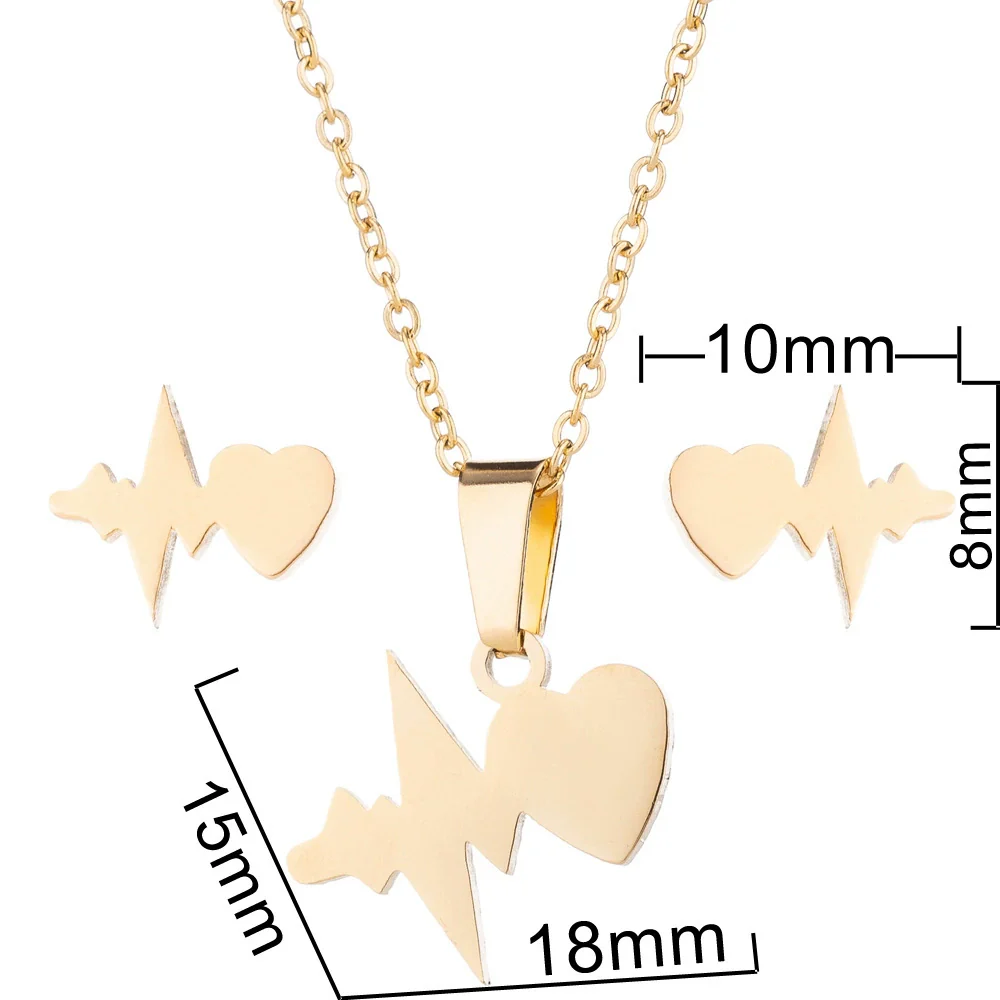 Wholesale Women's Stainless Steel Electrocardiogram Love Heartbeat Pendant Earrings With Electroplating Treatment - Image 3