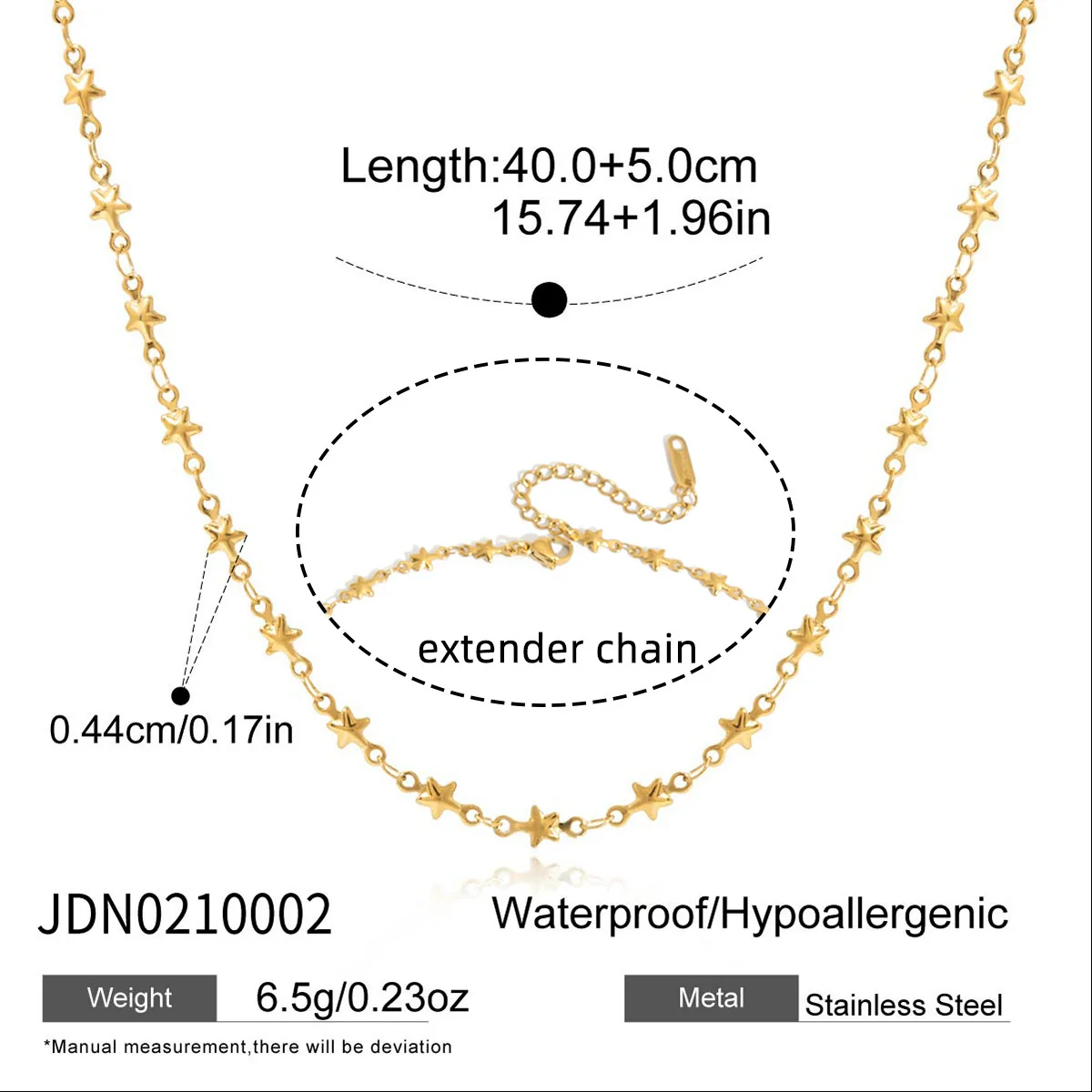 Wholesale Women's Stainless Steel Electroplated 18K Gold Necklace With Fivepointed Star Cut Out Fourleaf Clover Heart And Round Beads - Image 6