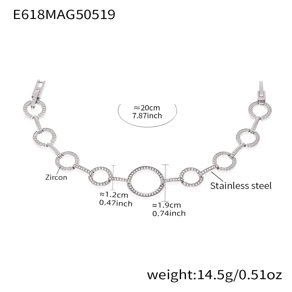 Wholesale Women's Stainless Steel Electroplated Geometric Ferris Wheel Heart Circle Splicing Chain 5A Zircon Bracelet Jewelry - Image 9
