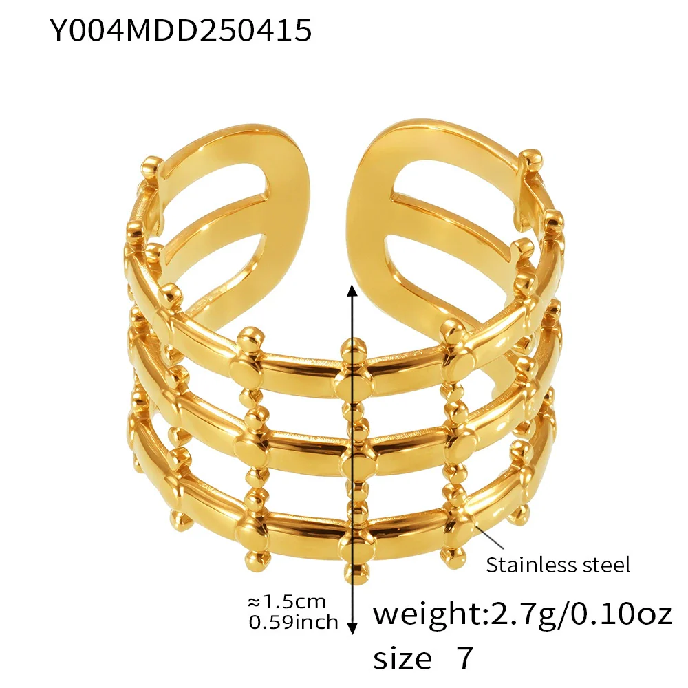 Wholesale Women's Stainless Steel Electroplated Geometric Ferris Wheel Hollow Opening Ring - Image 9