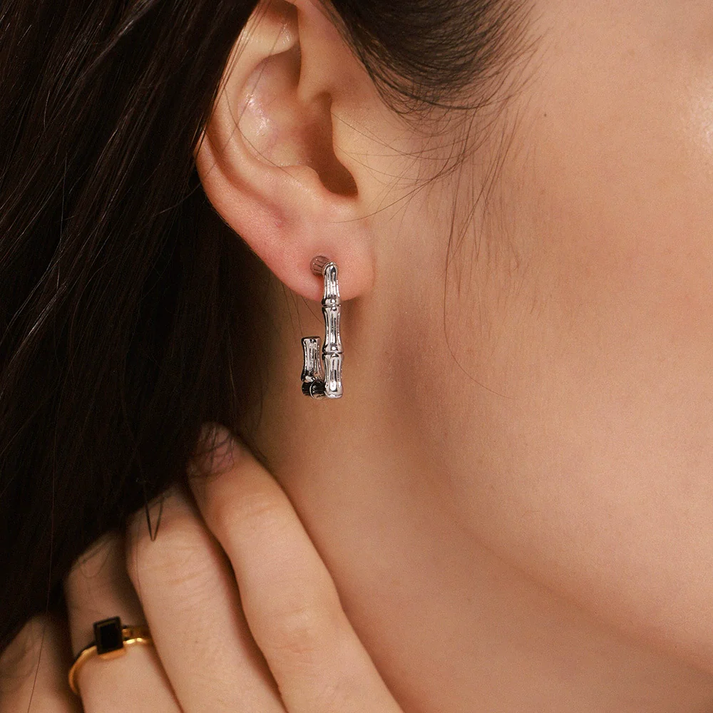 Wholesale Women's Stainless Steel Electroplated Geometric Ferris Wheel Ushaped Earrings With Niche Design Sense - Image 4