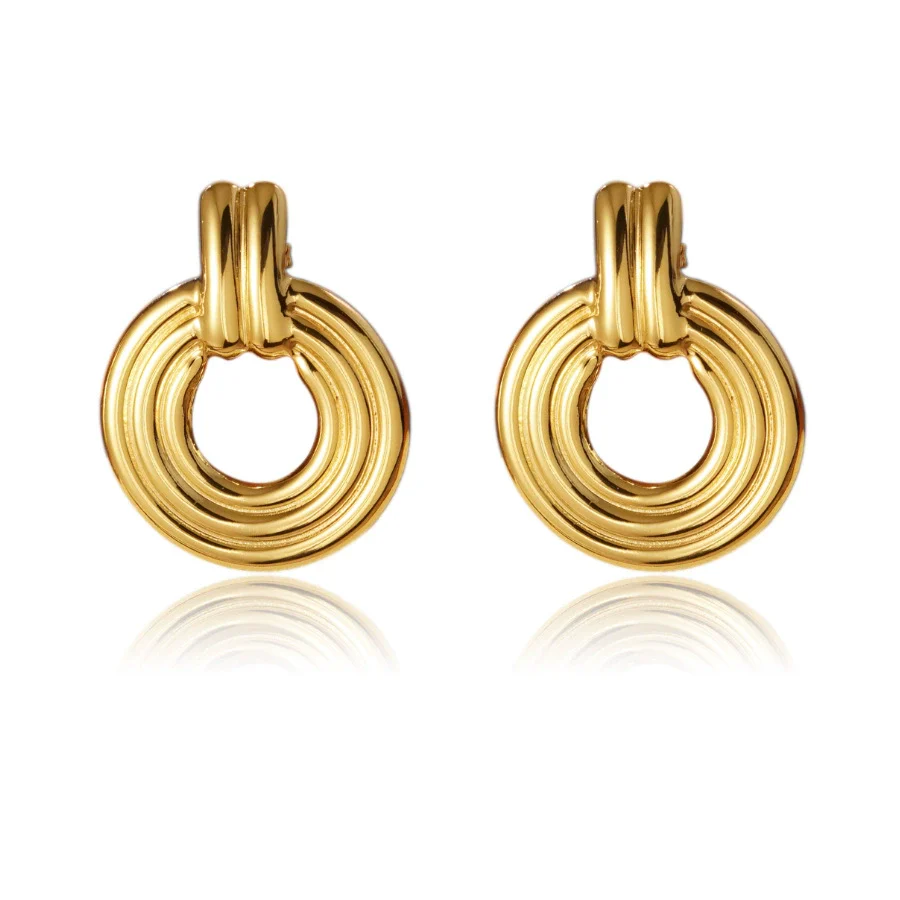 Wholesale Women's Stainless Steel Electroplated Hollow Geometric Hoop Earrings Light Luxury Jewelry - Image 5
