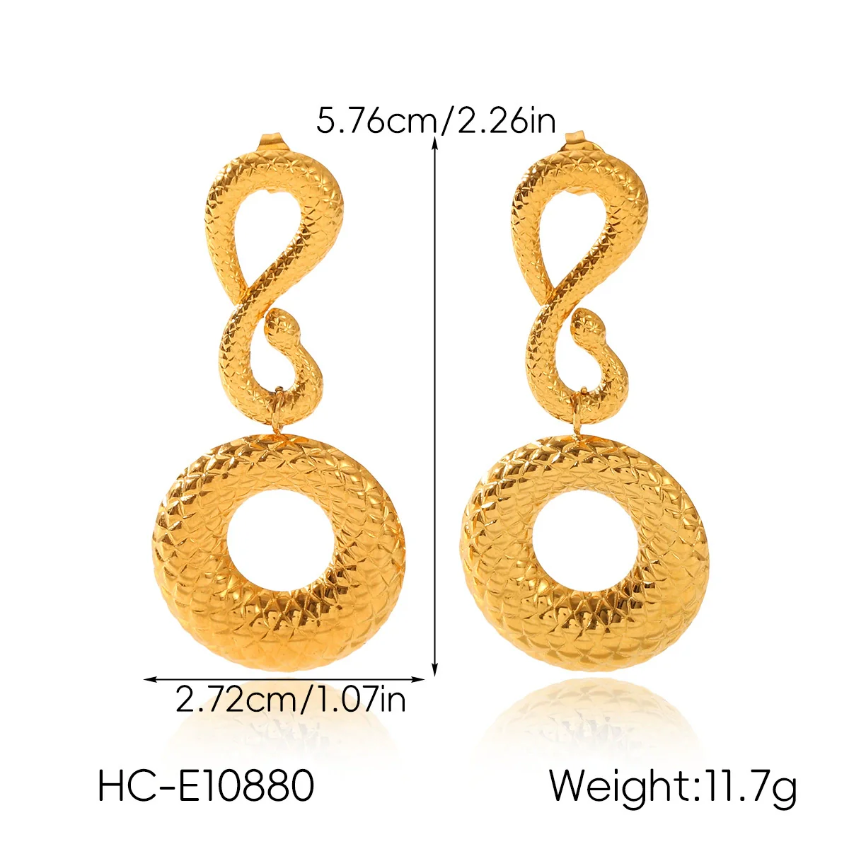 Wholesale Women's Stainless Steel Electroplated Snakeshaped Geometric Animal Zodiac Earrings - Image 6
