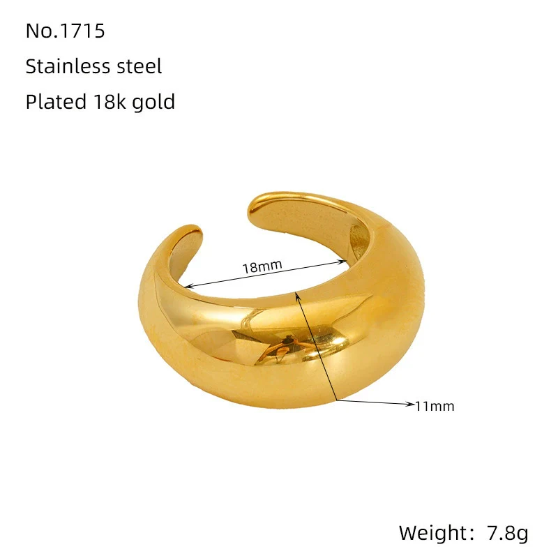 Wholesale Women's 316L Stainless Steel Geometric Drop Shape Open Ring With Electroplating - Image 12