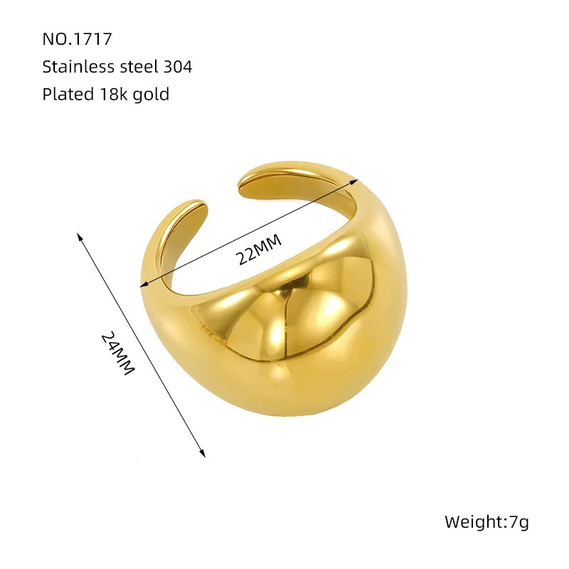 Wholesale Women's 316L Stainless Steel Geometric Drop Shape Open Ring With Electroplating - Image 13